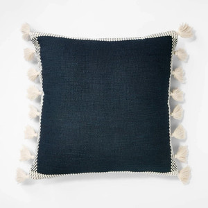 Threshold Studio McGee 20x20 Navy Blue Woven Tassel Throw Pillow