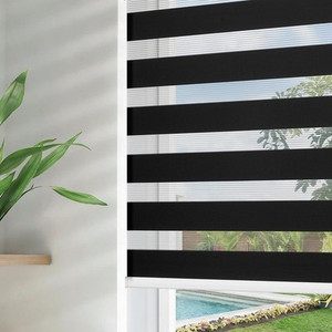 Joydeco Black Cordless Zebra Blinds 33"x75" – Dual-Layer Light Filtering