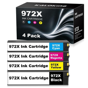 KALOKING HP 972X High-Yield Ink Cartridge 4-Pack – Black, Cyan, Magenta, Yellow