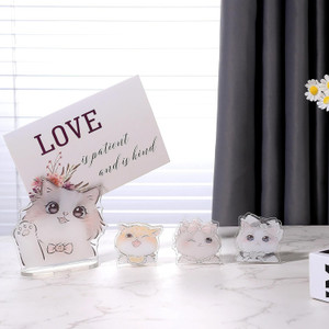 MALACHI Acrylic Cat Memo Holder Stand – Cute Clear Desk Decor, 2x2x2 in