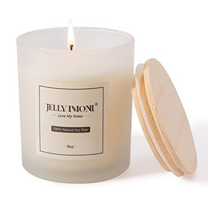 JELLYMONI Rose Scented Soy Wax Candle – 8oz, 40+ Hour Burn