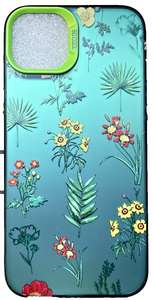FunYudas iPhone 15 Plus Green Floral Shockproof Hard Case 6.7"