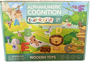 Alphanumerica Zoo Wooden Montessori Alphabet & Number Toy – 72 Pieces, Ages 3+