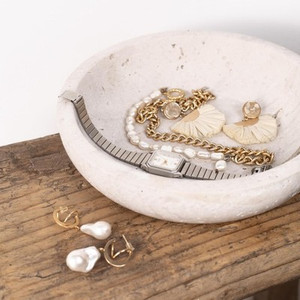 Shelf & Nook Travertine Stone Decorative Bowl – 7.8in Handcrafted Catchall