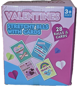 28-Pack Valentine Stretchy Squishy Stress Balls with Cards – Kids Party Favors