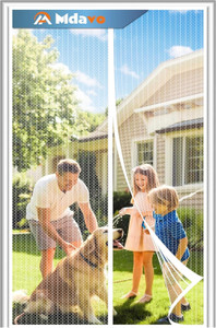 Mdavo Magnetic Screen Door 36x78" White Mesh – No-Tool Install
