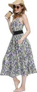 BUENOS NINOS Purple Floral Boho Maxi Dress with Pockets – Size M