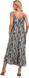 BUENOS NINOS Women's V-Neck Boho Floral Maxi Dress with Pockets – Size S