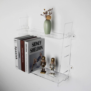 2-Pack Clear Acrylic Floating Wall Shelves 15" – Bathroom Display Ledge