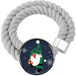 Christmas Curtain Tiebacks 2-Pack – Santa Cotton Rope Holdbacks in Gray