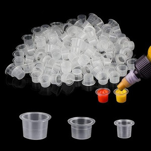 300-Pack Disposable Tattoo Ink Caps – Mixed Sizes Clear Plastic Cups