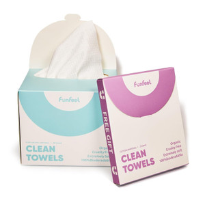FUNFEEL Disposable Face Towels 55ct – Biodegradable, Sensitive Skin