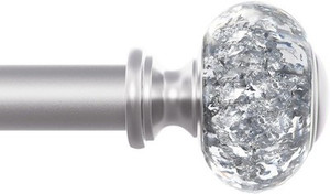 QITERI Adjustable Curtain Rod 48"–86" | 1" Silver Rod with Translucent Finials