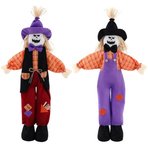 Halloscume 2-Pack Halloween Skull Scarecrow 31.5" Sitting Garden Decor
