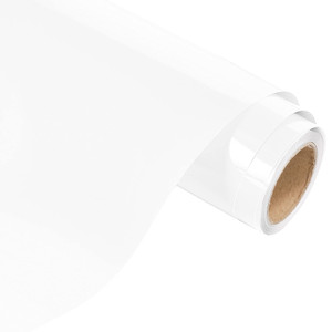 GirafVinyl Glossy White Permanent Adhesive Vinyl Roll 12" x 15ft PET Backing