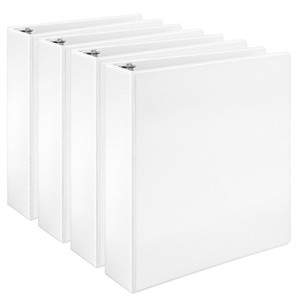 AmazonBasics 2" D-Ring Binder 4-Pack – 500 Sheet White Letter Binders