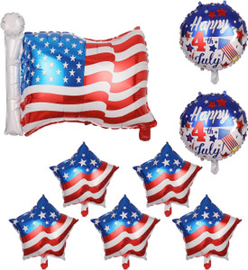 PBPAO 8-Pack 4th of July Patriotic Foil Balloons – Stars & Stripes Design