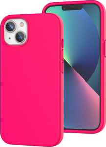 K TOMOTO iPhone 13 Hot Pink Liquid Silicone Shockproof Case with Microfiber Lining
