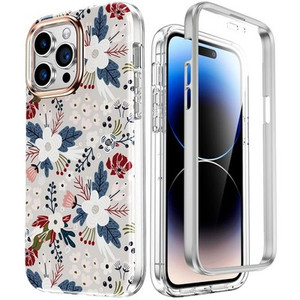 Happypapa iPhone 14 Pro Max Floral Case with Built-In HD Screen Protector