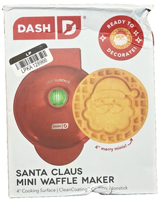 Dash Santa Claus Mini Waffle Maker – 4" Non-Stick Electric, Red