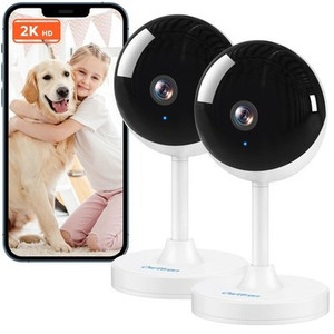Owltron 2K Indoor WiFi Security Camera – 2-Pack with Night Vision & Two-Way Audio