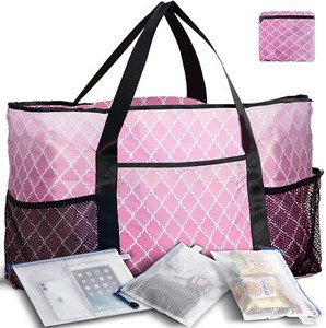 Ricdecor XL Waterproof Sandproof Beach Bag Mesh Tote with 3 Zip Pouches