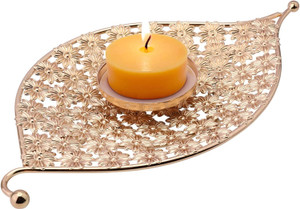 HOVTOV Gold Iron Pillar Candle Holder Plate 9.8" Wedding Centerpiece