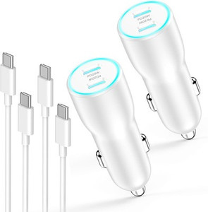 ELECTRICME 40W Dual USB-C Car Charger 2-Pack with PD 3.0 & Cables
