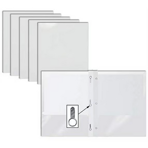 Dem Holdings 25-Pack Glossy White 2-Pocket Paper Folders with Prongs Letter Size