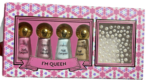 ULTA Beauty I'm Queen Mini Nail Set – 4 Lacquers & Pearl Gems, New