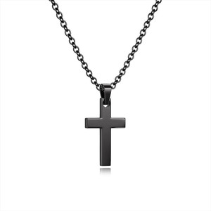 Qumfole Black 316L Stainless Steel Cross Necklace – Adjustable 18"