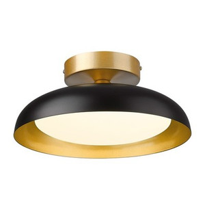 12-Inch Flush Mount LED Ceiling Light Fixture - Black Gold, 3 Color Temp, 12W