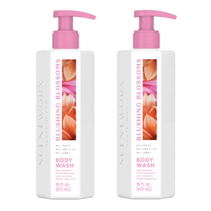 ScentWorx Blushing Blossoms Body Wash 2-Pack 16oz Jasmine Plum Shower Gel