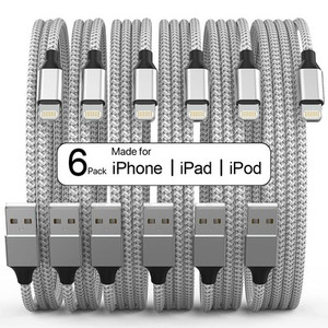 6-Pack MFI Certified USB Lightning Cables for iPhone – 3 to 10 ft