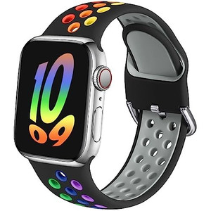Rainbow Silicone Sport Band for Apple Watch 42 44 45 49mm – SE Ultra All Series