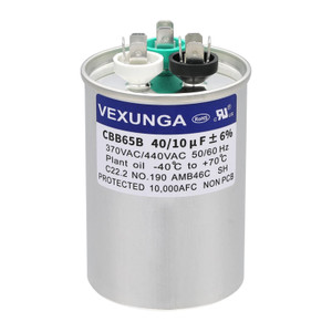40+10 MFD CBB65 Dual Run Start Capacitor 370/440VAC – Round AC Motor