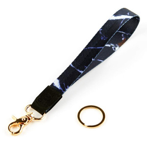 Black Wristlet Keychain Lanyard with Detachable Key & Badge Holder