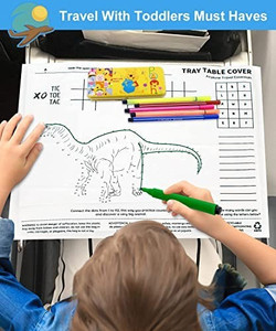 10-Pack Dinosaur Coloring Airplane Tray Table Covers 18x14 for Kids & Toddlers