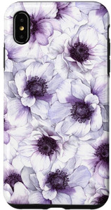 iPhone XS Max Purple Anemone Floral TPU Protective Phone Case