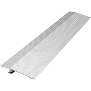 VEVOR gray anodized aluminum door threshold ramp 34 inches long bridging a doorway for wheelchair and scooter access