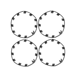 Set of four black ABS rim protectors for 21-inch Tesla Model Y Überturbine wheels, shown snapped onto wheel edges