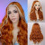 Medo Long Orange Wavy Wig 24" – Blonde Highlights, Heat Resistant Lace Front