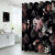 Boho Floral Shower Curtain 70x70" – Pink Black Watercolor with 12 Hooks
