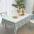 Midsummer Aqua Buffalo Plaid Cotton Tablecloth 55x102 with Tassels