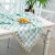 Midsummer Aqua Buffalo Plaid Cotton Tablecloth 55x102 with Tassels