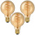 HEWASOL G25 Spiral LED Edison Bulbs 3-Pack Dimmable 4W Amber 2000K