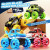 Kigwux 4-Pack Light-Up Monster Truck Toys with Take-Apart Drill for Kids