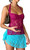 GiiGibov Y2K Lace Cami Crop Top Spaghetti Strap Bustier Rose Red Size M