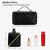 TBOLINE Large Capacity Flat Lay Makeup Bag - Waterproof Black PU Leather