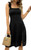 SAMPEEL Black Sleeveless Square Neck Smocked Midi Dress for Women